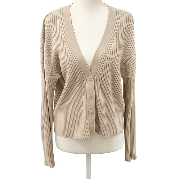 Abercrombie & Fitch Sweaters - Abercrombie & Fitch Ribbed Cardigan Sweater Size Large Neutral Beige